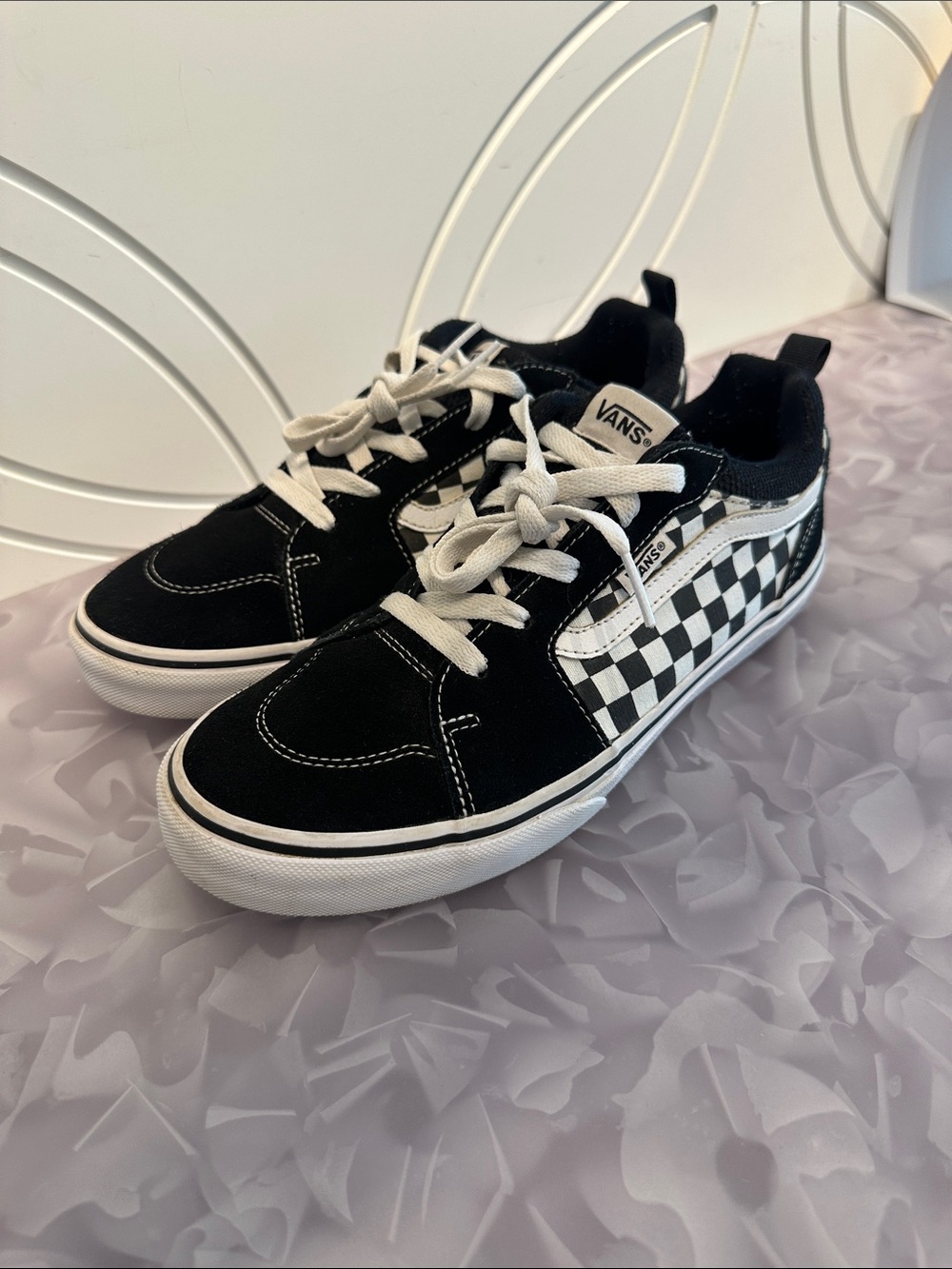 Vans Kids Black & White Checkerboard Skate Sneakers